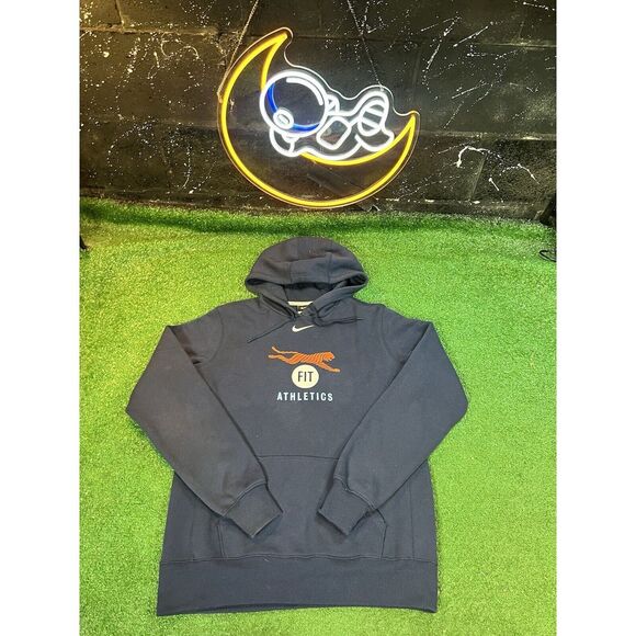 Nike‎ Tiger Fit Athletics Center Swoosh Blue Hoodie Sweatshirt Mens Size LG - Picture 1 of 6